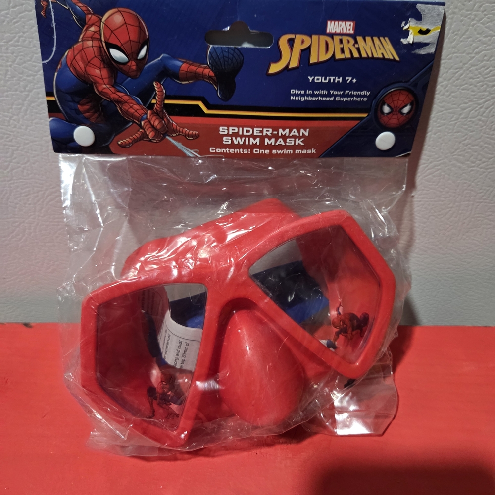 Marvel SpiderMan Swim Mask Goggles - Red/Blue - Ages 7+ NEW
